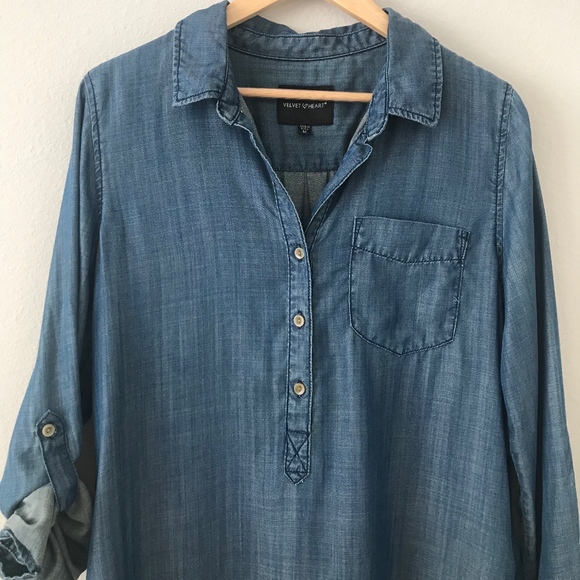 Velvet Heart Chambray Shift Dress - Picture 3 of 5